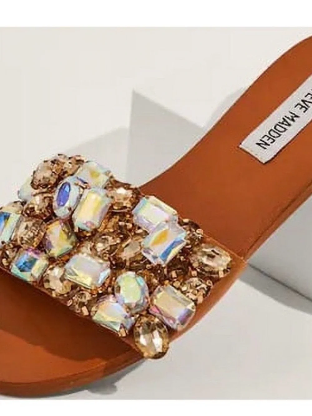 Steve Madden Brionna Slide Sandals with Iridescent Crystal Clusters - Picture 2 of 8